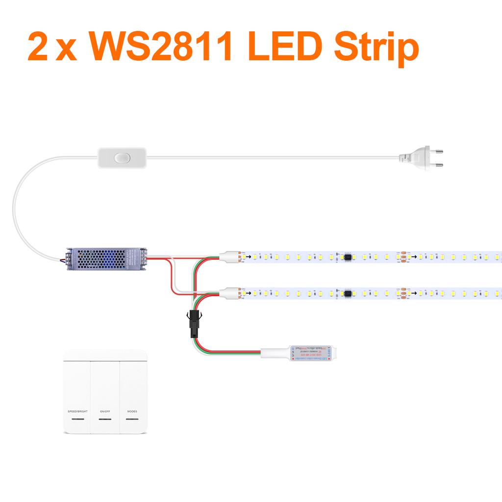 WS2811 IC Pixel LED Strip Lights Water Flow Chasing Wireless RF Panel Switch Segmented Control Multiple Scenes LED Tape For Home