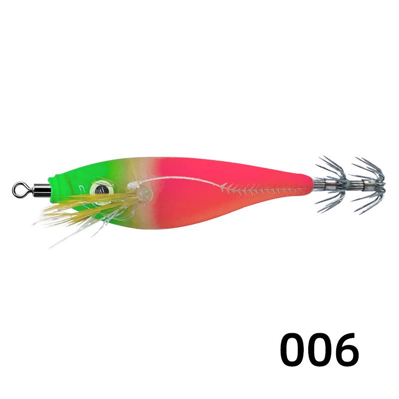

Luminous Shrimp Squid Hook with Rattle Beads - Balanced Wooden Lure for Sea Fishing Small - 8.5cm