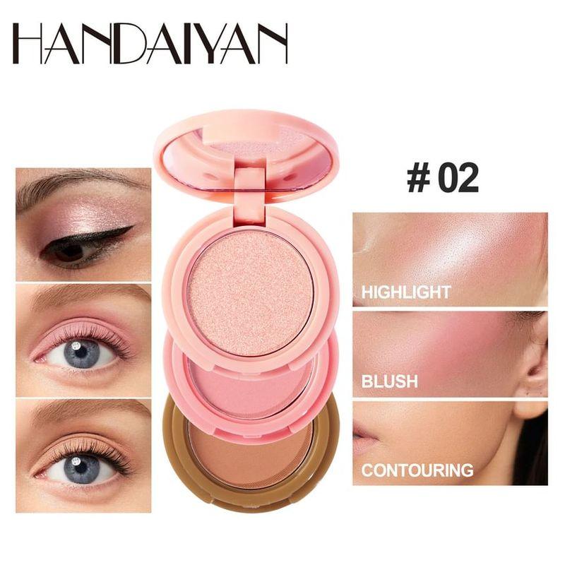 HANDAIYAN - 3 In 1 Highlight Blush Contour Palette - 3 Types