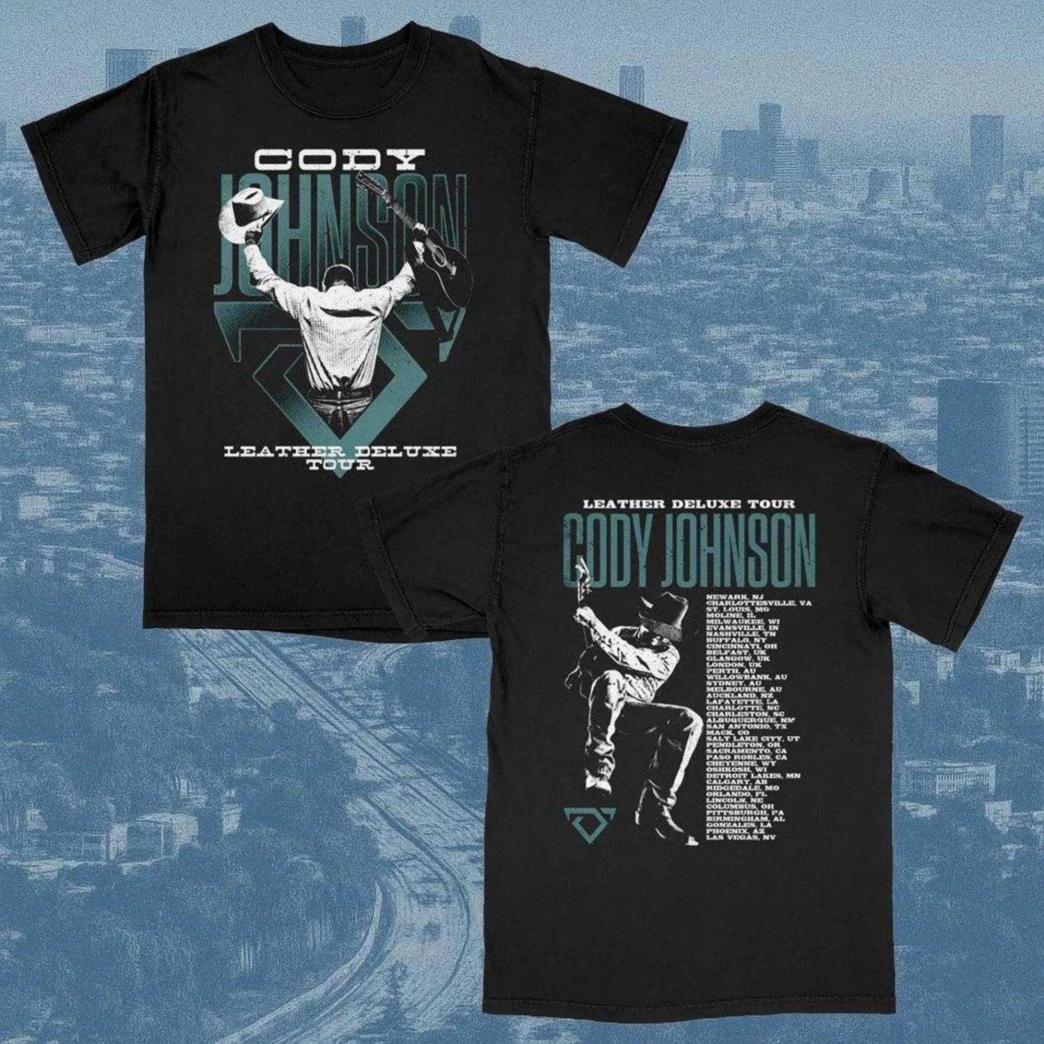 

Cody Johnson Merch, Leather Deluxe Photo Tour Men s and Women s T-Shirts Touring Set Comfortable and Breathable S разноцветный