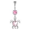 Stainless Steel Pink Dot Drill Navel Ring Nail Butterfly Zircon Simple Navel Buckle Piercing Ornament