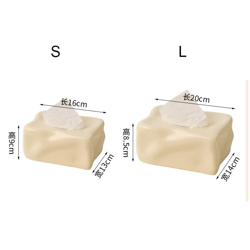 Creative Rectangular Pleated Ceramic Tissue Box Countertop Ornament Home Decoration Living Room Bathroom Extractable Tissue Box