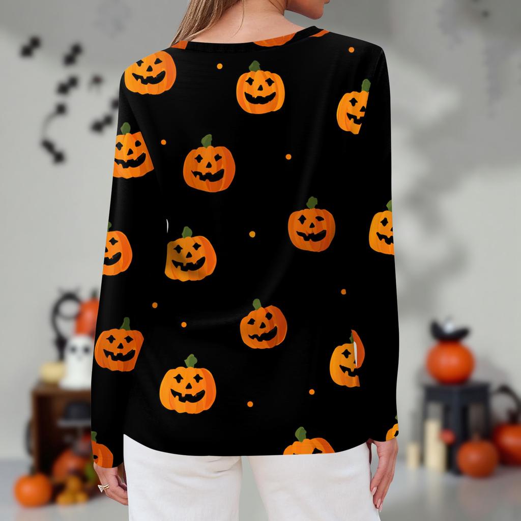 Women's Daily Casual Long-sleeved Printed O-neck Top