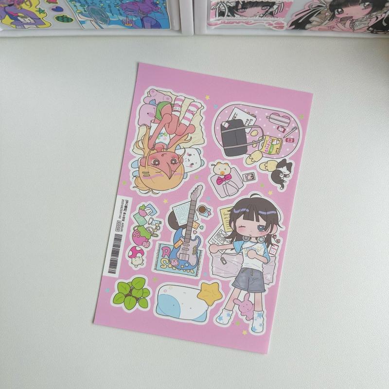 1 Sheet Korean Kawaii Y2K Decals Cute Sweet Cool Japanese Shibuya Girl Sticker Hand Account Diary Scrapbook Decorative Stickers
