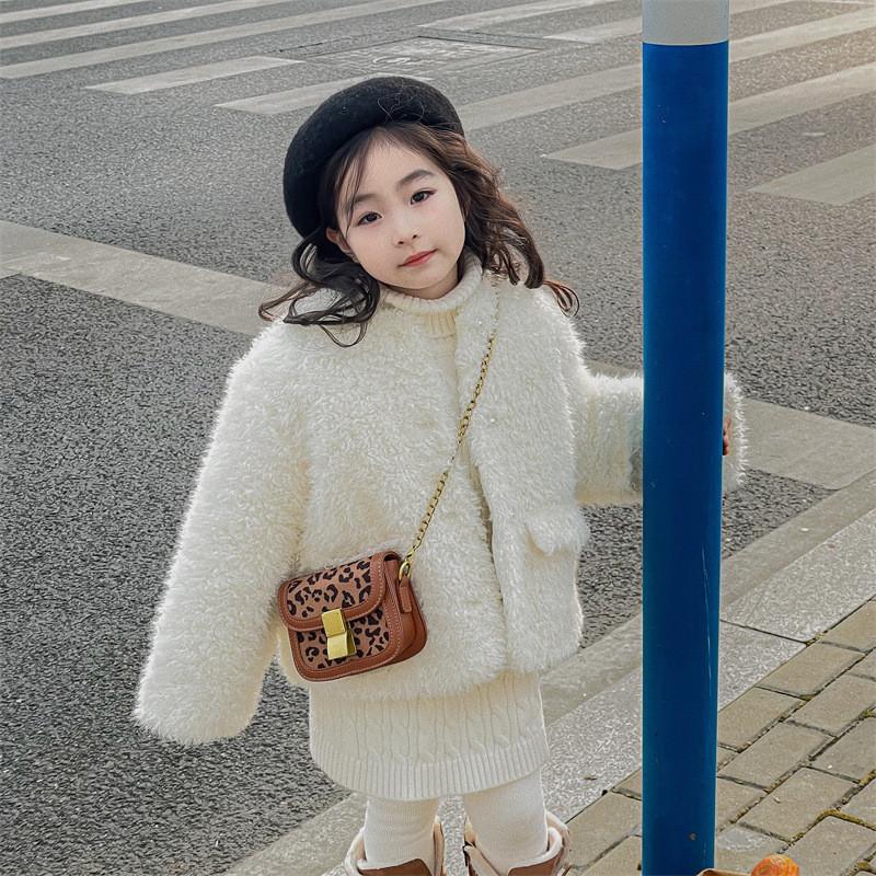 Leopard Children Print Shoulder Bag  Mini Chain Coin Purse Waterproof Durable