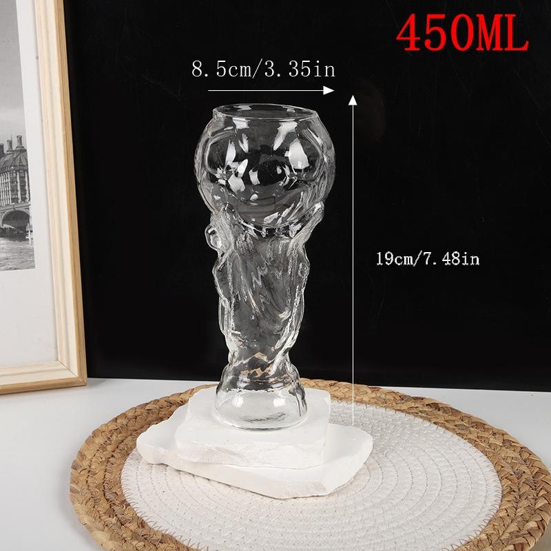 Skleněná láhev Fotbalový zápas 2026 Fotbalový zápas 450/600/800 ml Velká kapacita Skleněná láhev ve tvaru trofeje Fotbalový zápas Dárek