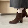 Fashion 2025 New Women Shoes Ankle Boots Western Cowboy Chunky Heels Fashion Genuine Leather Woman Winter Cowgirl Shoes Size 34-40