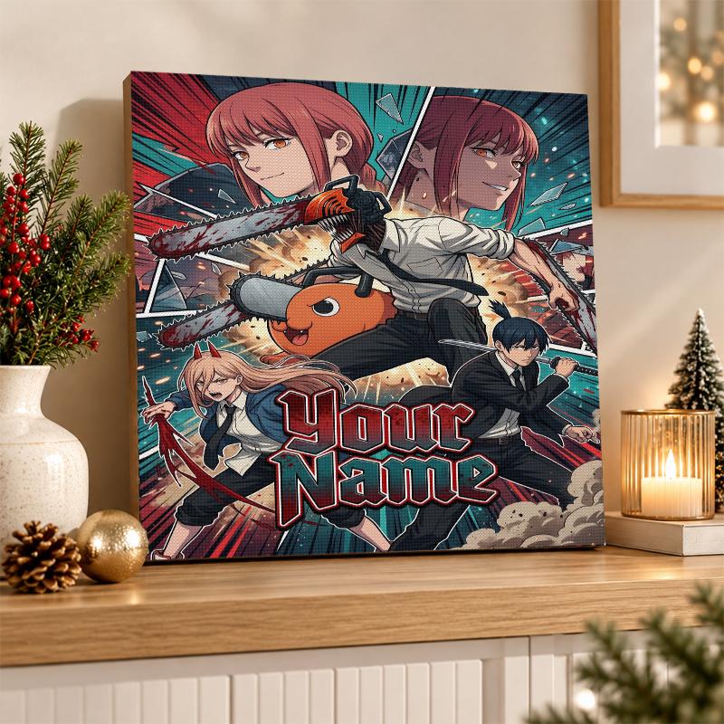 Chainsaw Man Custom Name Text 5D Diamond Painting Kit DIY Full Drill Diamond Art Decoration