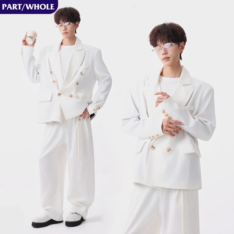 PART/WHOLE Men's Korean Style Business Casual Double-Breasted Suit Set
