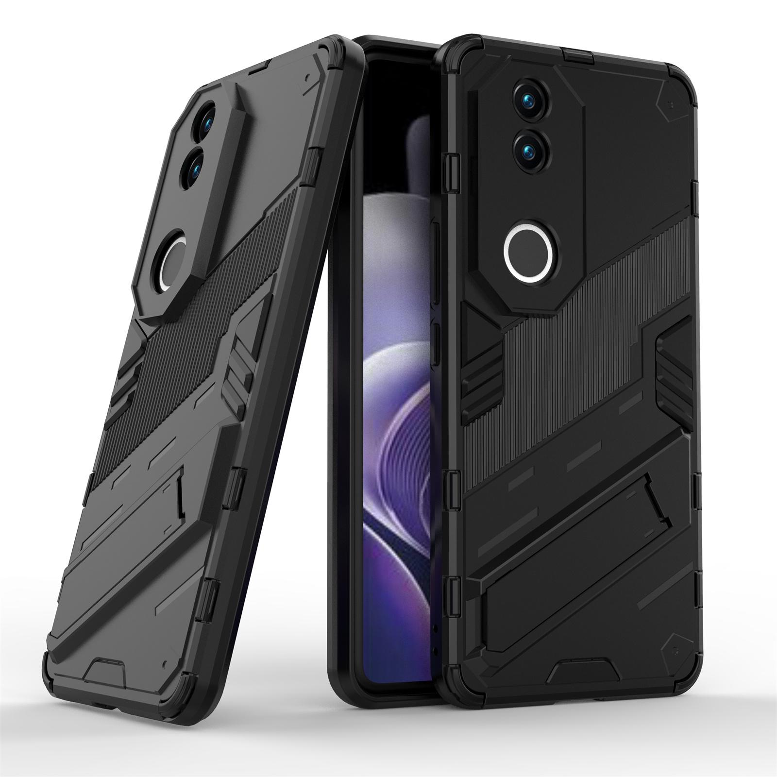 

For vivo V50 5G Case PC+TPU Shockproof Phone Cover with Kickstand Black