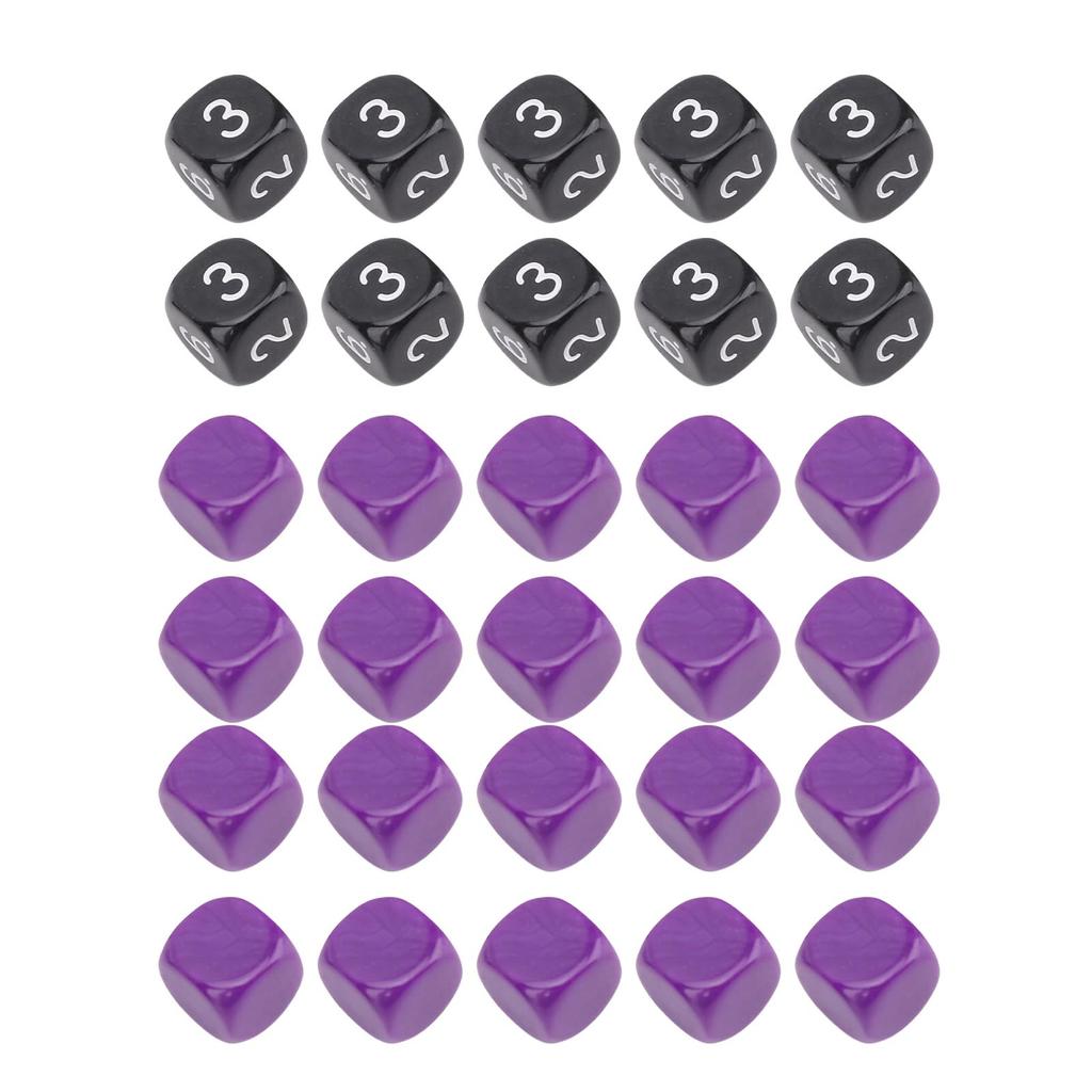 30 KS Hrací kostky Plastové 6stranné Multifunkční 16mm Kostka Matematika Hromadné Hrací kostky pro Zábavu