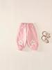 Girls' Winter Velvet-Lined Trousers – Thick, Cuffed, Cartoon Design, Warm Sweatpants for Autumn/Winter.