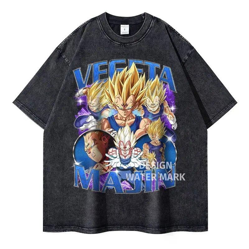 Goku Dragon Ball Z Anime Printed Tshirt Mens and Womens Washed Tshirt High Quality Vintage Cotton Tshirt Harajuku Tops