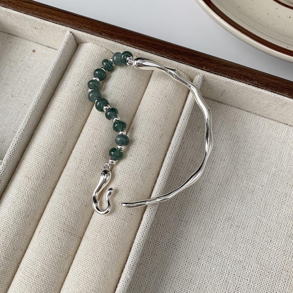 

Элегантный браслет в стиле OL из серебра S925 с нефритом Хэтянь и жадеитом S925 Silver