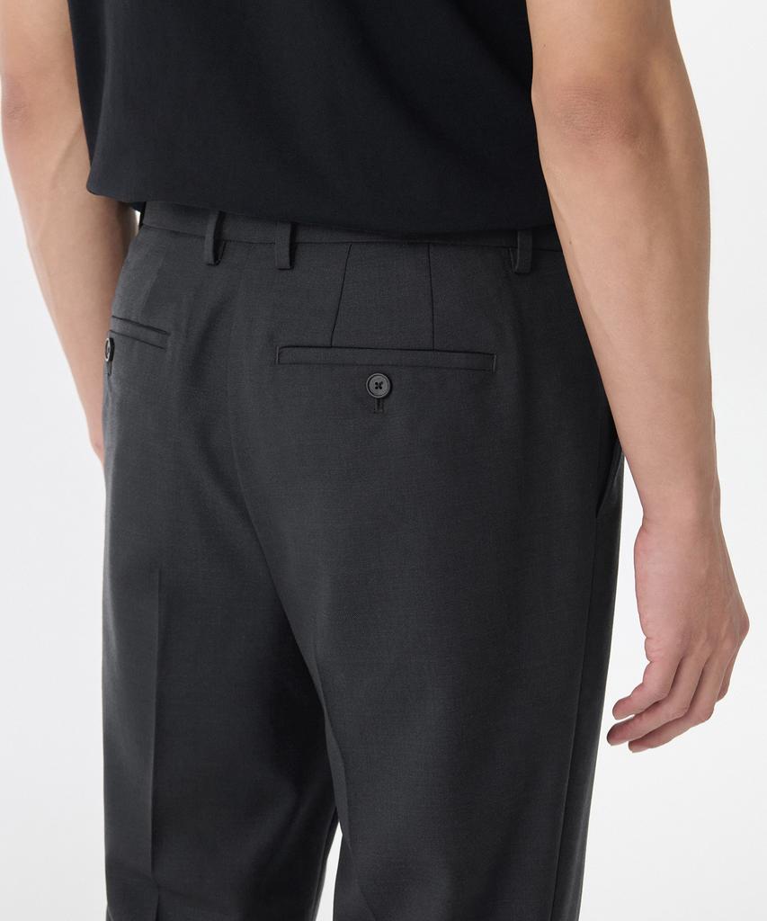 MUSINSA STANDARD Wool Blend Relaxed Tapered Hidden Banding Crop Slacks [Charcoal Gray]