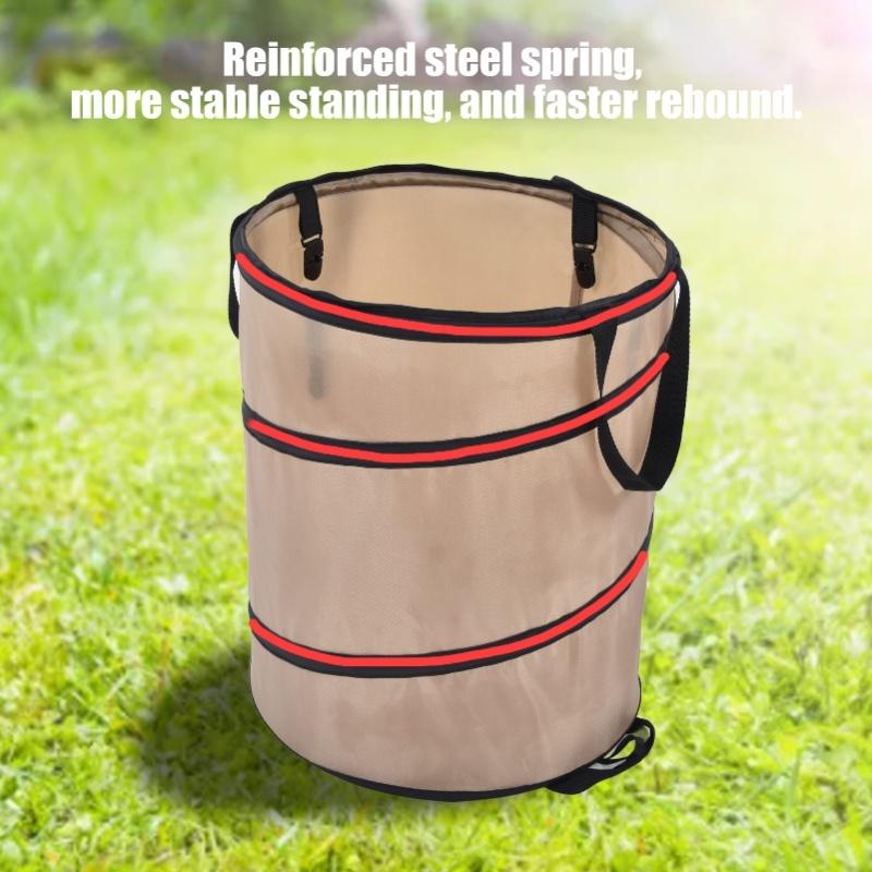 37.8L Collapsible Leaf Trash Can Reinforced Steel Spring Oxford Cloth Collapsible Container Small Size