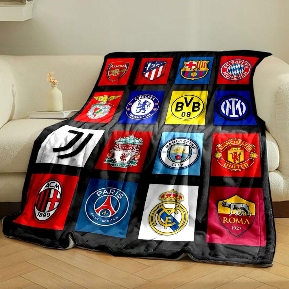 Football Club Logos Collection Print Blanket Soft and Cozy Perfect for the Living Room Bed Sofa or a Nap,gift