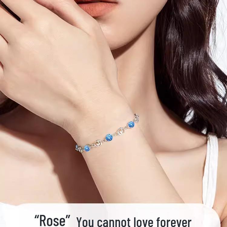 Classic Blue Enchantress Bracelet: Elegant Women's Jewelry Gift for Girlfriend or Best Friend.