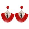 Böhmische Strandparty Quaste Fan Anhänger Schmuck Geschenk für Dame Ohrringe