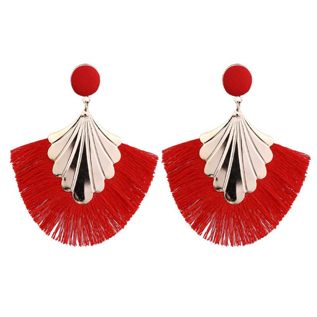 Böhmische Strandparty Quaste Fan Anhänger Schmuck Geschenk für Dame Ohrringe