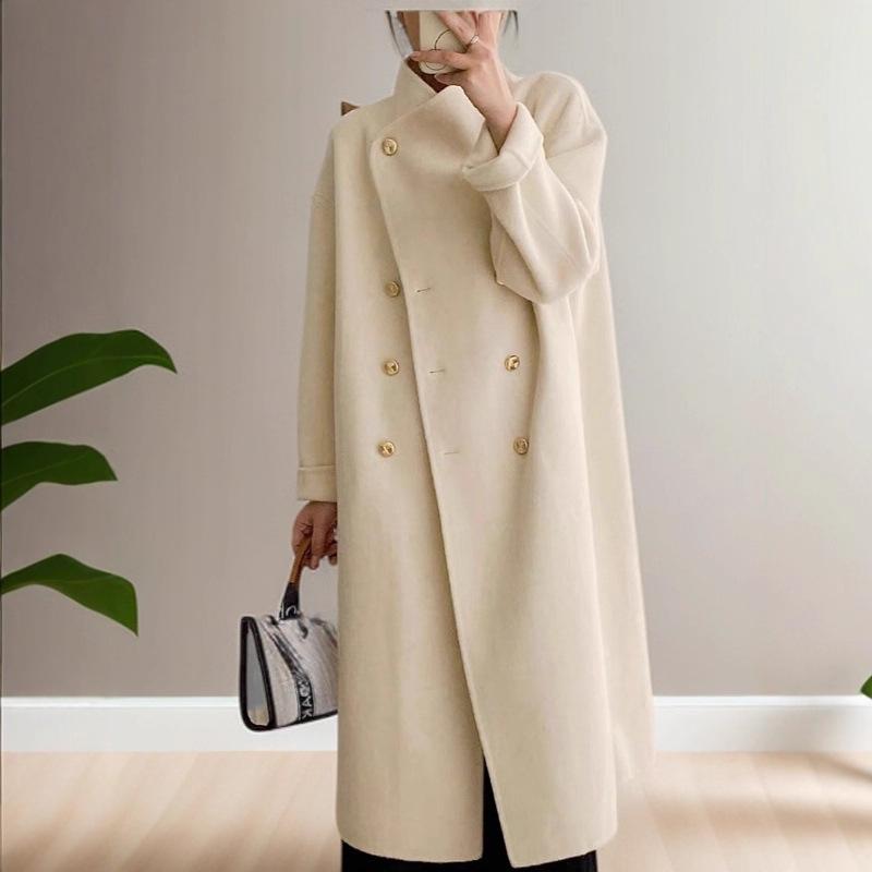 Women's Long, Loose-fitting, Elegant, Slim-fitting, and Stylish Coat for Autumn and Winter.