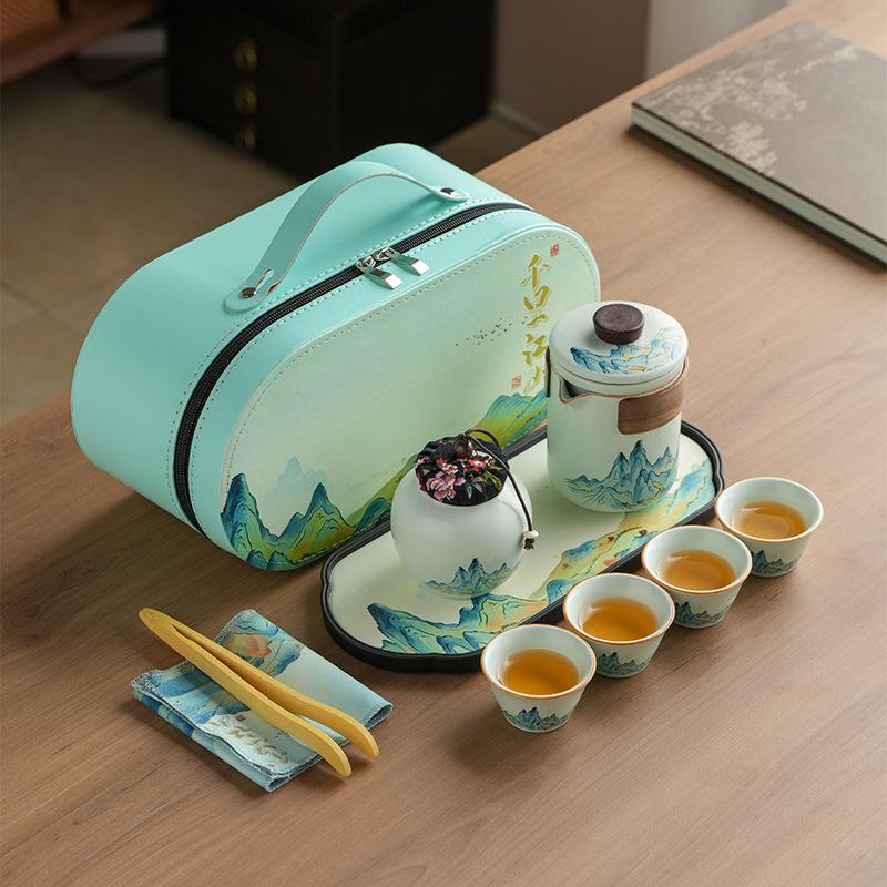 Chinese style Guochao Qianli Jiangshan tea set merchandise gifts business souvenir set company corporate activities small gifts