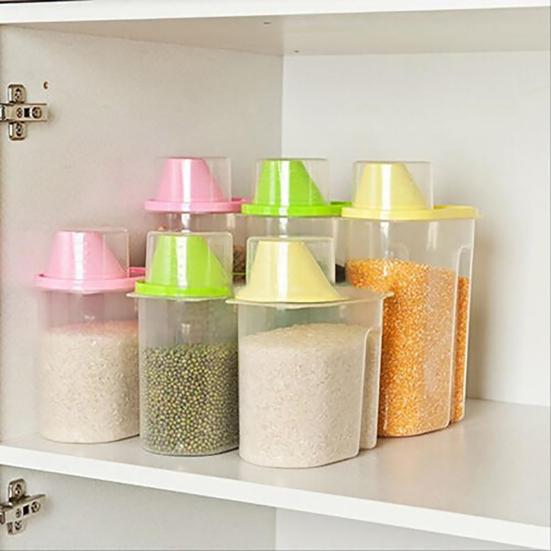 Cereal Storage Box with Lid Measuring Cup Plastic 1.9/2.5L Food Storage Dispenser for Cereals