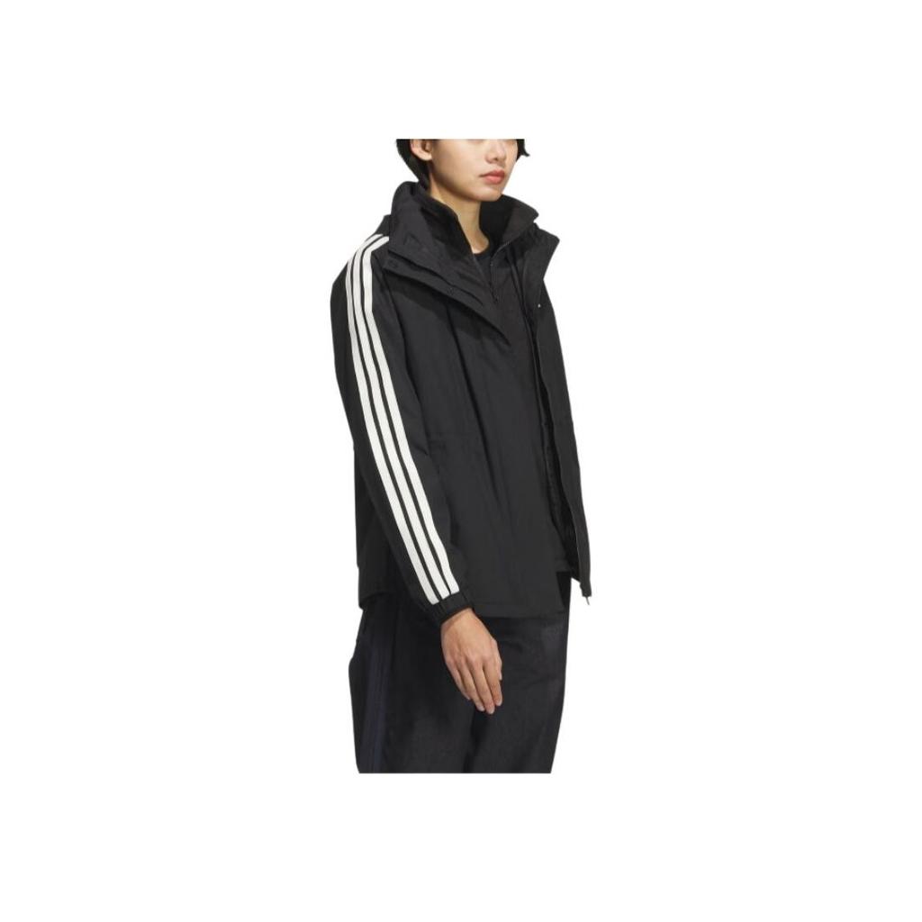 Adidas Sport Casual Striped Hooded Long Sleeve Jacket Women Jacket KB7591