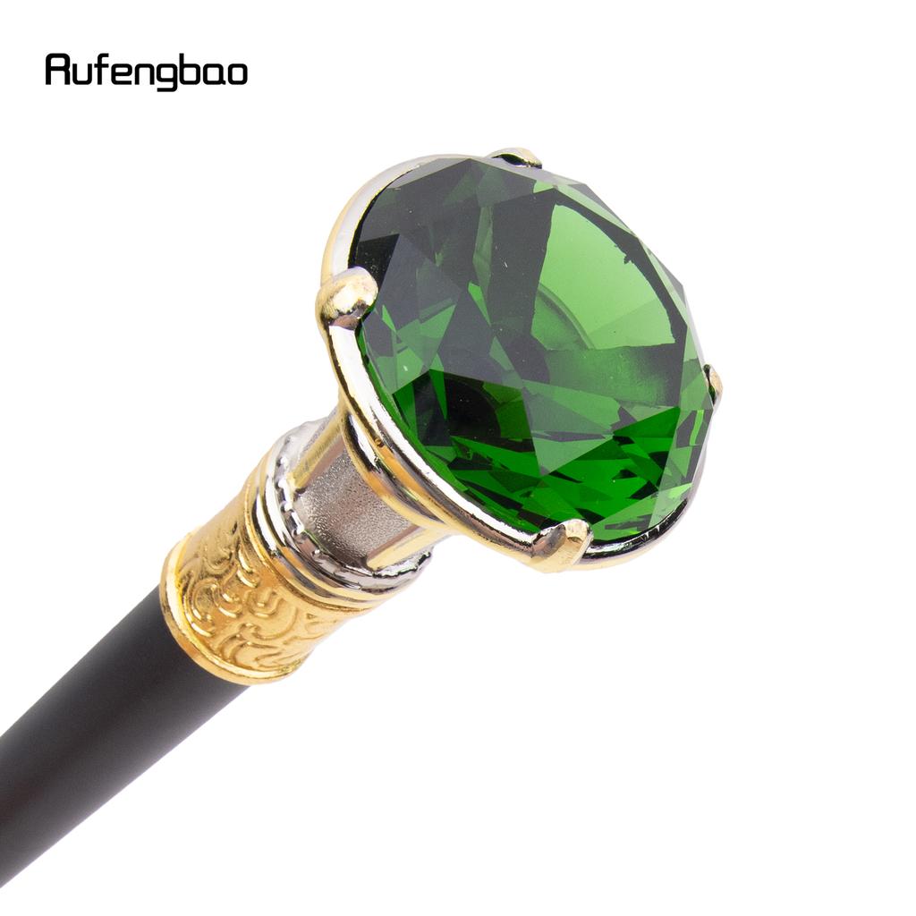 Grüner Diamant-Typ, goldener weißer Gehstock, modischer dekorativer Gehstock für Gentleman, eleganter Cosplay-Gehstock, Knauf, Bischofsstab, 90 cm