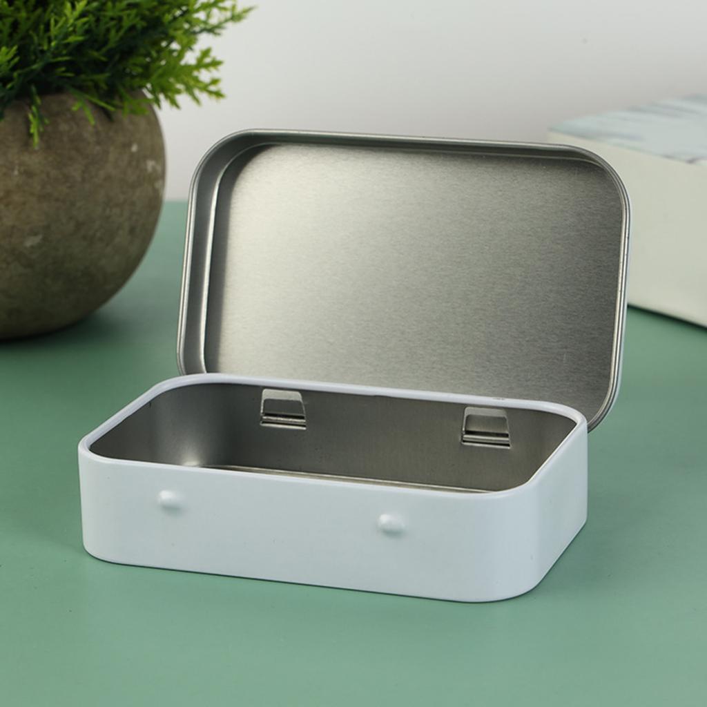 Sicherer Klappbehälter mit Deckel Rechteckige Leere Aufbewahrungsbox für Schmuck und Ohrringe Praktischer Weißblech-Organizer