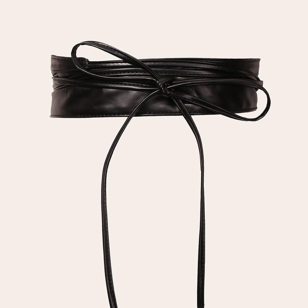 Casual Womens Faux Leather Wide Waist Belt With Bow Knot For Office And Weekend