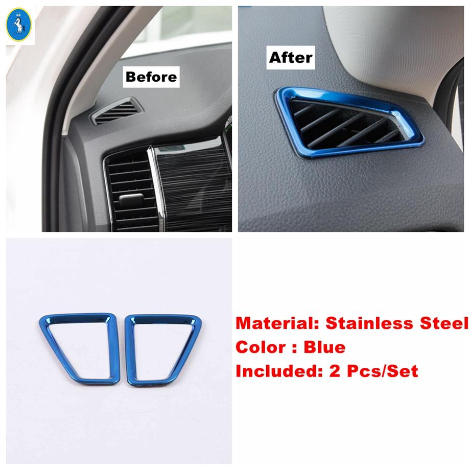Stainless Steel Car Dashboard Air AC Conditioning Vent Outlet Frame Cover Trim Accessories Interior For Skoda Kodiaq 2017 -