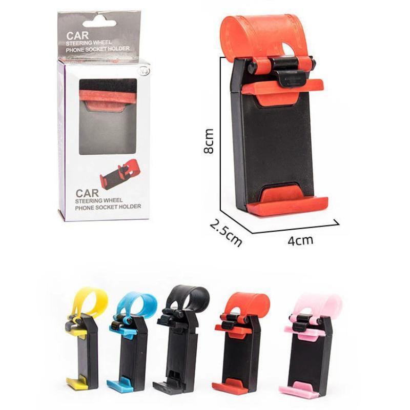Car Phone Holder Universal Car Interior Steering Wheel Clip Mount Cellphone Stand Bracket For Phone 1Pc