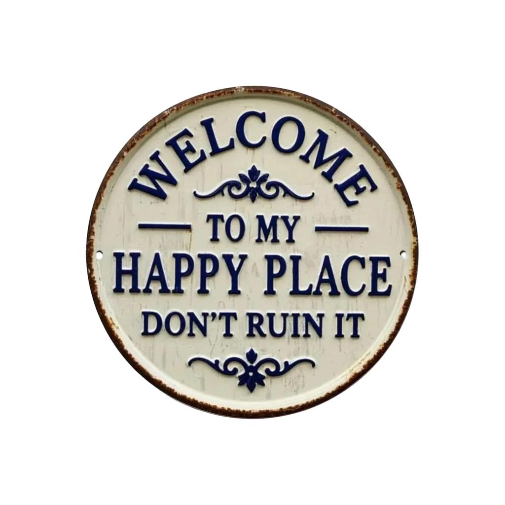 2D Flat Metal Retro Tin Painting Background Wall Mounted Hanging Painting, No Rope,