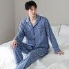 Men's 100% Cotton Striped Long Sleeve Pajamas - Trendy Korean Style for Spring
