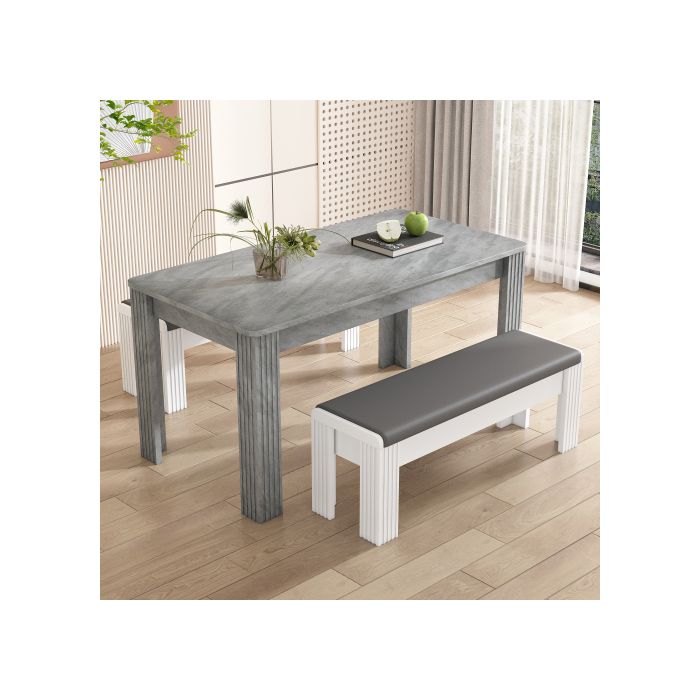 Table De Salle À Manger Moderne, Table De Salle À Manger À Quatre Pieds, Table De Salle À Manger En Chêne, Aspect Béton