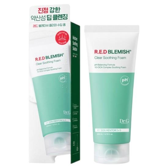 Dr.G Mild Acidic Red Blemish Clear Soothing Foam 200 ml — Gentle pH-Balanced Calming Cleanser