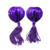 Sequin Heart-shaped Tassel Nipple Covers - Adult SM Bondage Accessory