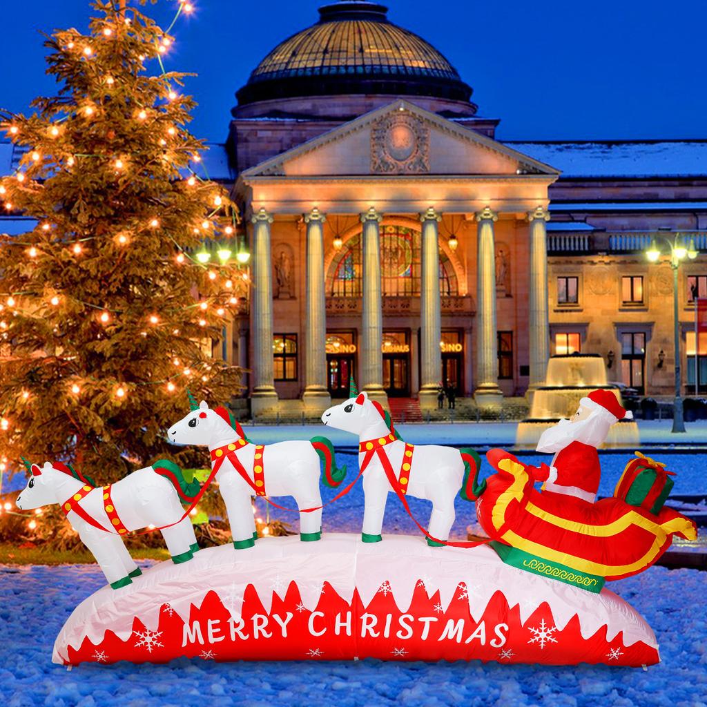 Christmas Inflatable Model Santa Claus Reindeer On Sled Christmas Tree Gift Box Christmas Decora Outdoor Inflatable Decorations