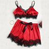 Women Sleepwear Sleeveless Strap Nightwear Lace V Neck Pajama Sets
