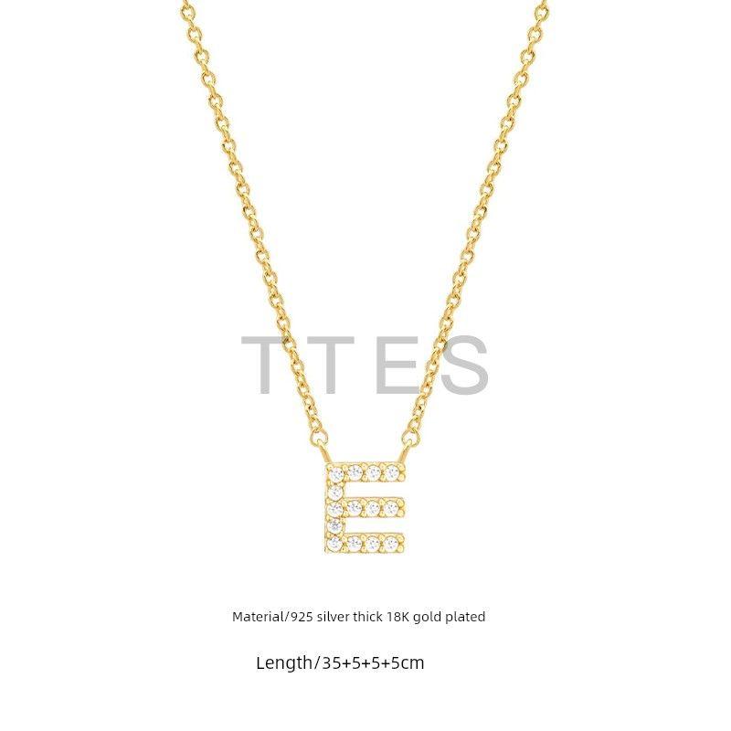 

Booki Letter Necklace Blogger Recommend Light Luxury Minority Clavicle Chain 925 Silver European Beauty Classy Stylish New Arrival Gold Letter E