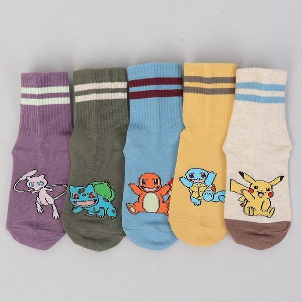 

Детские носки с покемонами, дети, ученики начальной школы, Пикачу Сквиртл Бульбазавр Сквиртл Мью Чармандер, популярные корейские носки