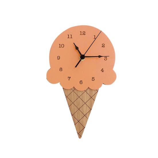 Wooden Ice Cream Shape Wall Clock Arabic Numerals Home Living Room Office Decor