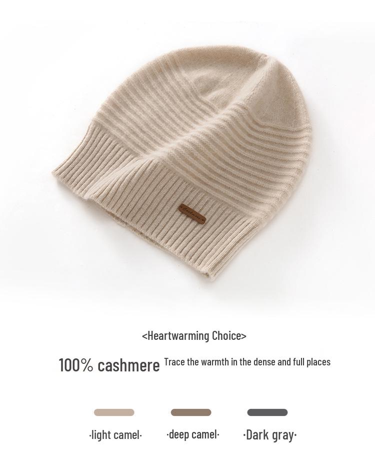 Unisex Thickened Solid Color Cashmere Hat - 100% Pure Cashmere, Seven-Needle, Autumn/Winter Style