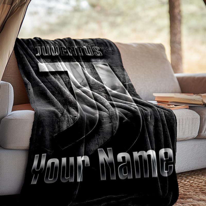 Benutzerdefinierte Decke Juventus FC - Perfekt für Sofa, Bett, Büro und Reisen im Freien - Ideales Geschenk für Weihnachten & Feiertage