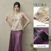 Shangdoubila Chinese Style Printed Vest & Satin Skirt Set