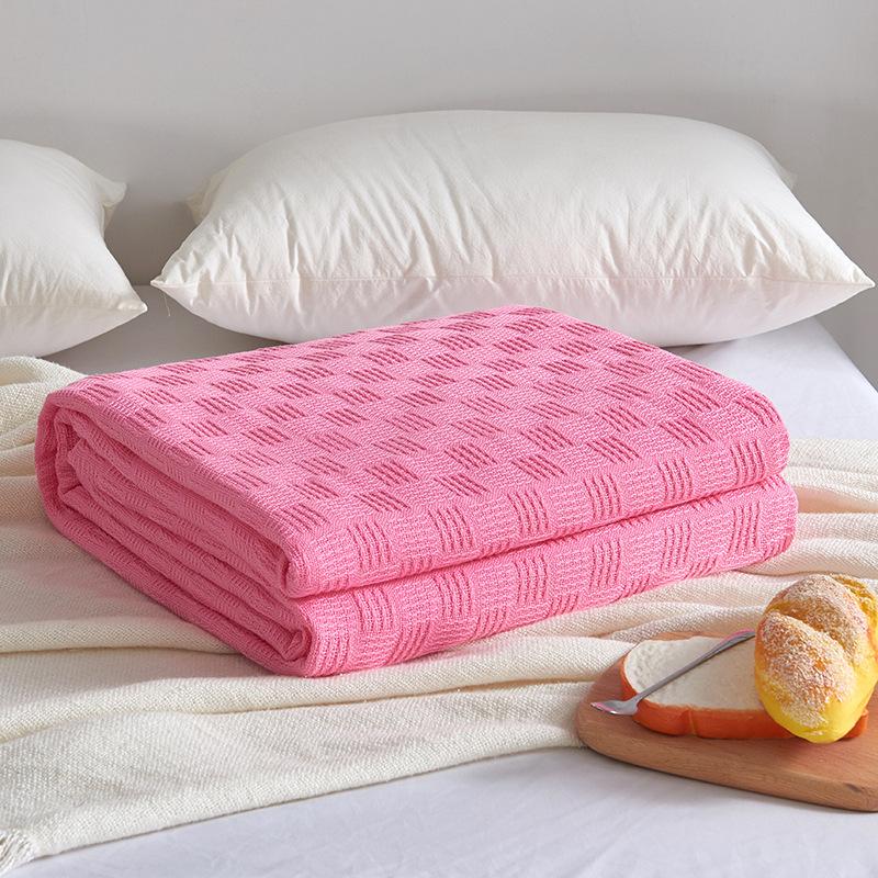 100% Cotton Wa Ffle Weave Blanket for Summer Air Conditioning Lightweight Towel Blanket