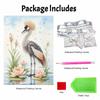 This pearl painting kit features 5D pearls and a graceful crane with lotus flowers mosaic art style. designed for home wall decoration.