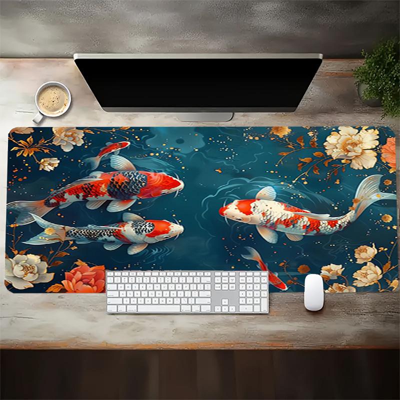 1pc Koi Fish Pond Flowers Artwork Computer Pad Mouse Pads for Desk,Gamers and Office Use 020268
