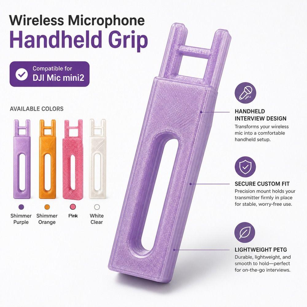 Translucent Finish Wireless Microphone Holder for DJI Mic mini2 Interview Recording